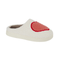 Cream mule slipper with a red heart on
