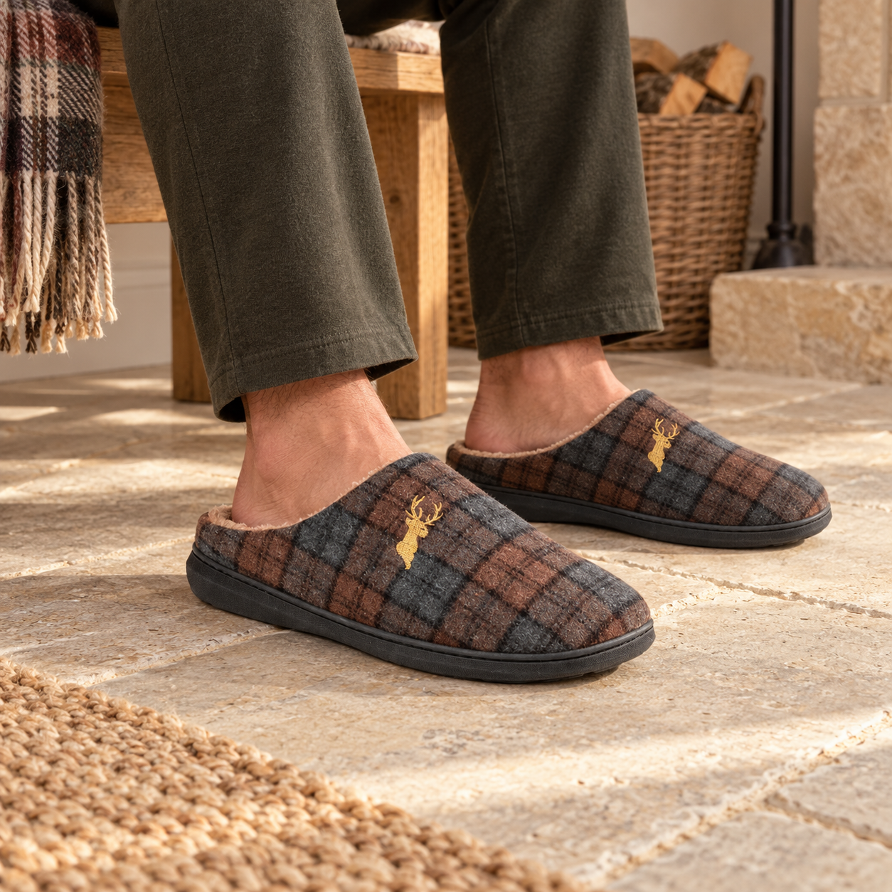 Bamburgh Checked Mule Slipper