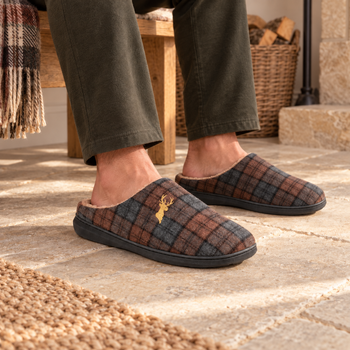 Bamburgh Checked Mule Slipper