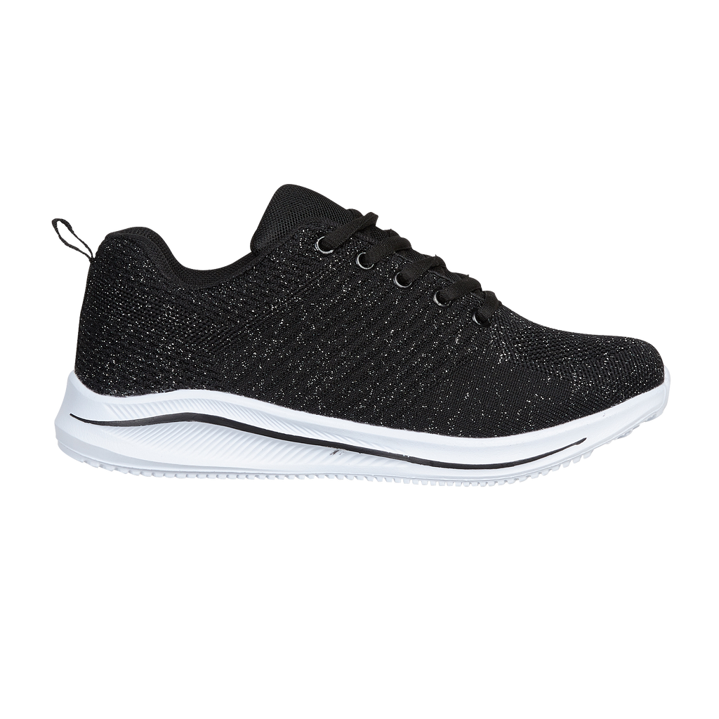 Side black lace up knitted trainer  with white sole California Urban Jacks 