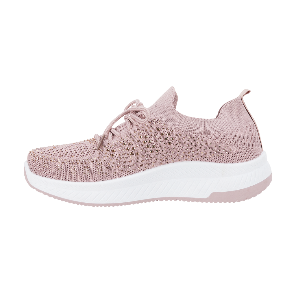 Side Pink lace up diamante trainer with white sole Calypso Urban Jacks