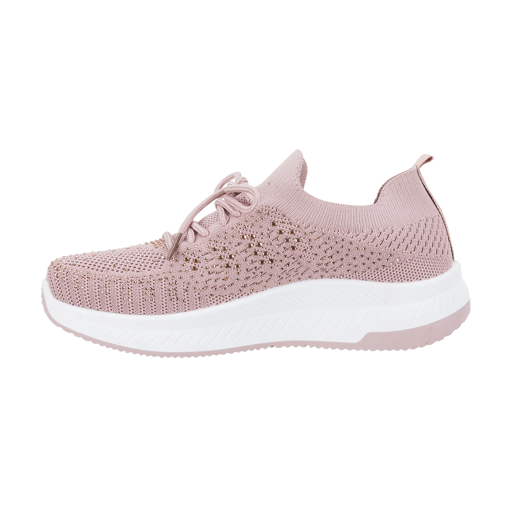 Side Pink lace up diamante trainer with white sole Calypso Urban Jacks