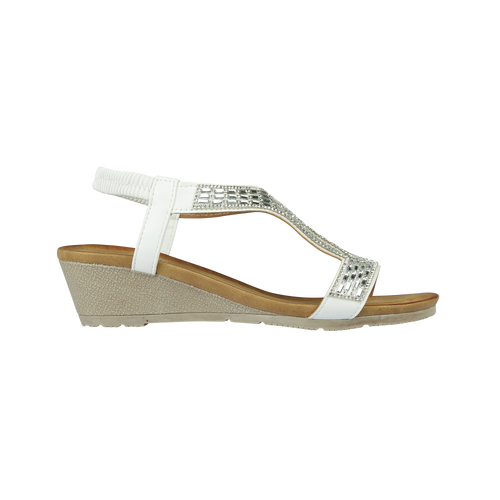 White wedge sandal with embellishments Cape Verde JO & JOE Collection