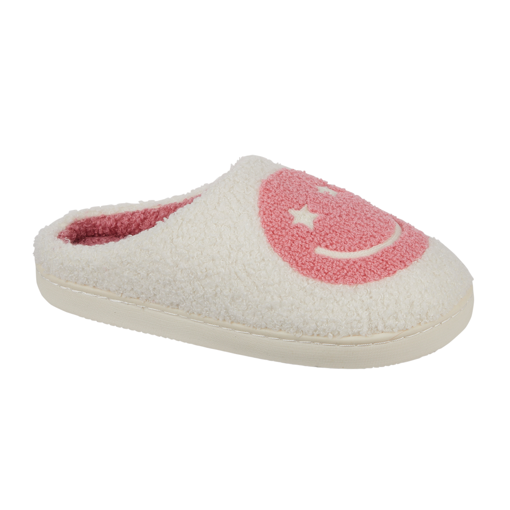 Cheerful Cream Borg Mule Slippers