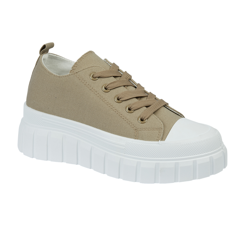 Front ladies chunky lace up trainer taupe Chicago Urban Jacks 