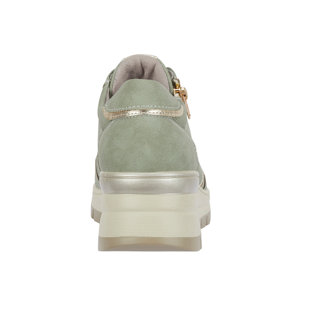 Moss green lace up trainer wedge heel Dawlish Shoes by Emma 