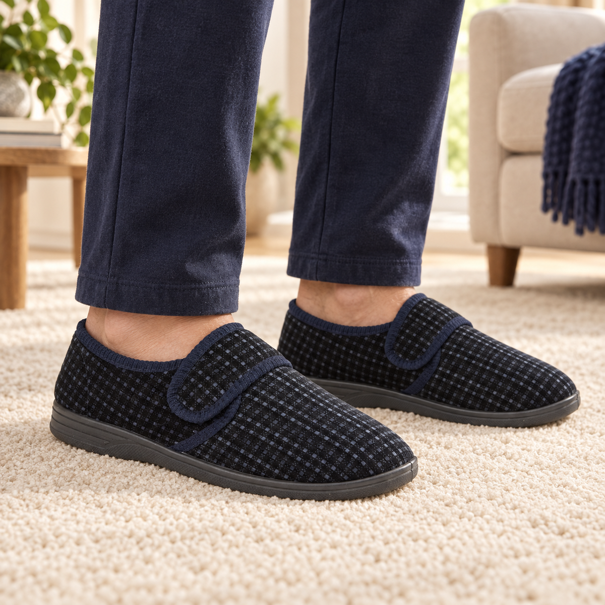 David Cord Touch Fastening Slippers