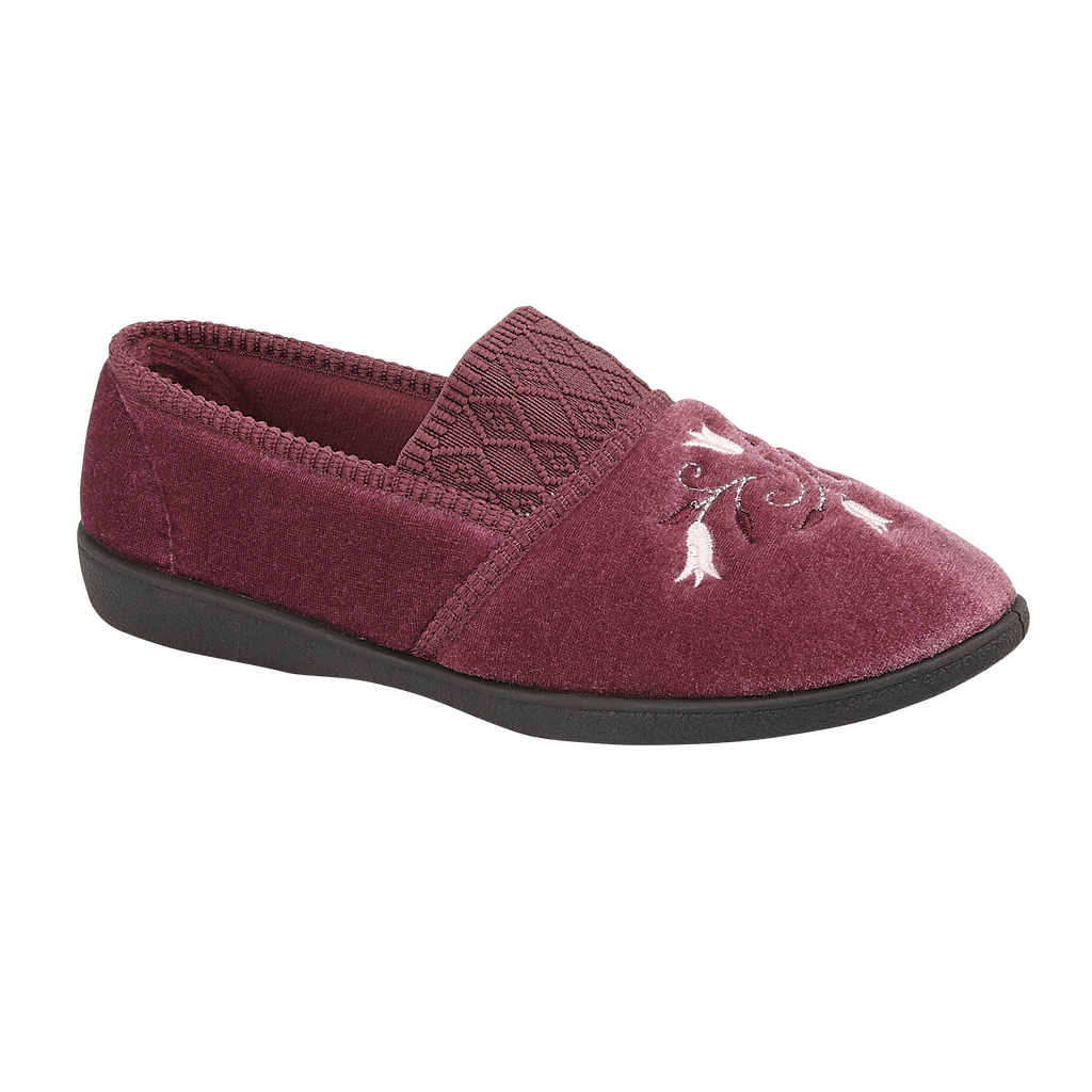 Enid Wide Fit Embroidered Slippers