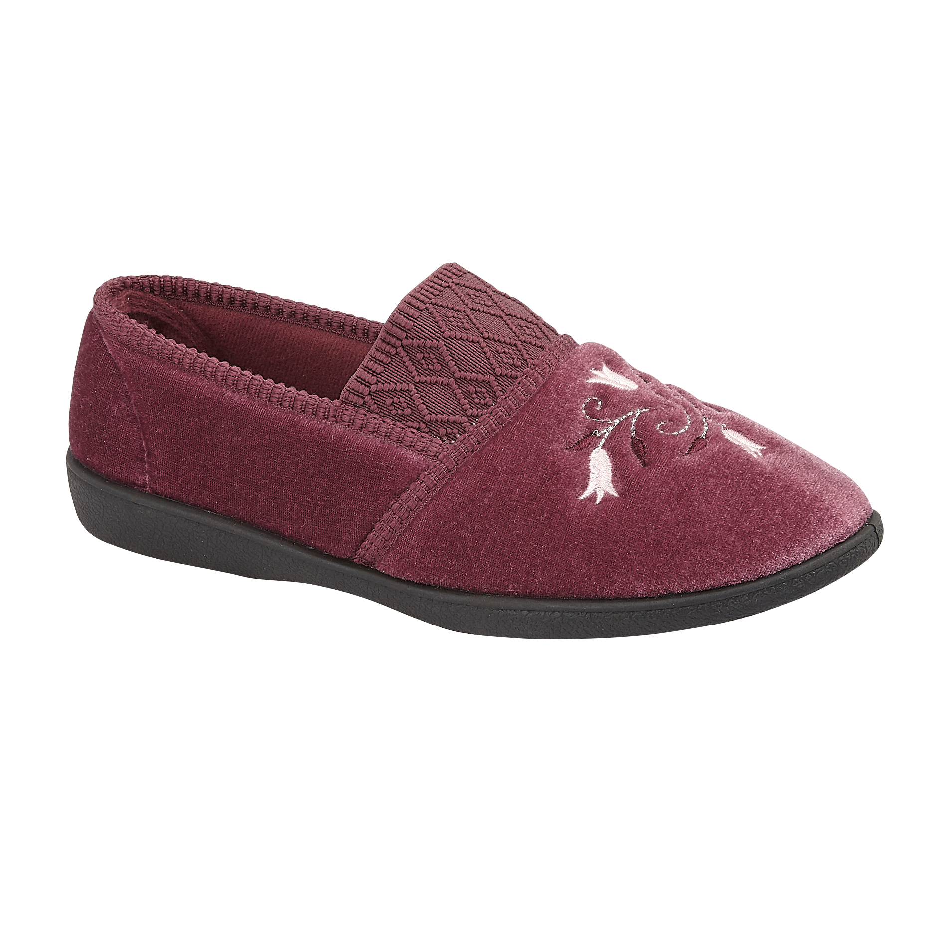 Enid Wide Fit Embroidered Slippers
