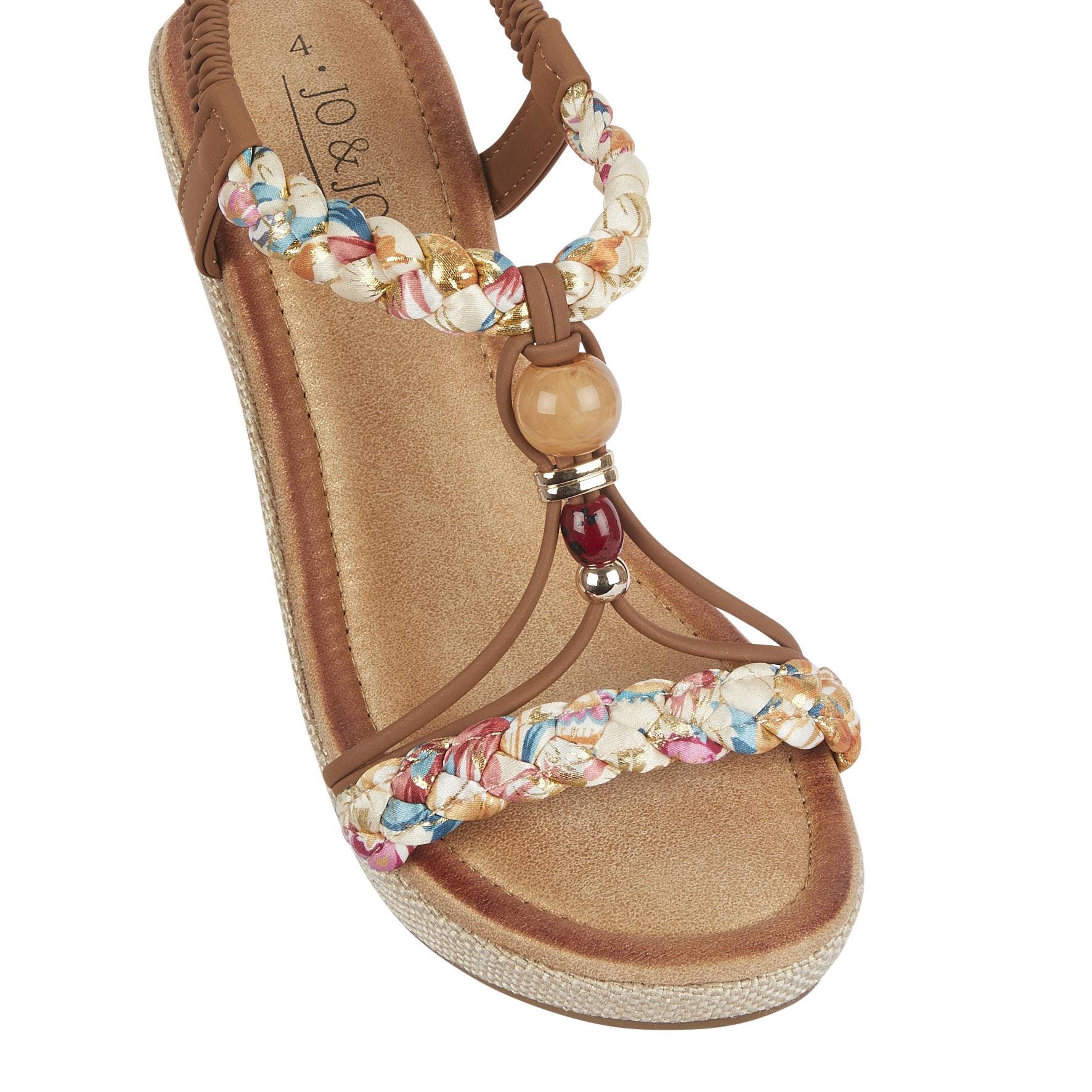 Brown beaded sandal with floral anklet