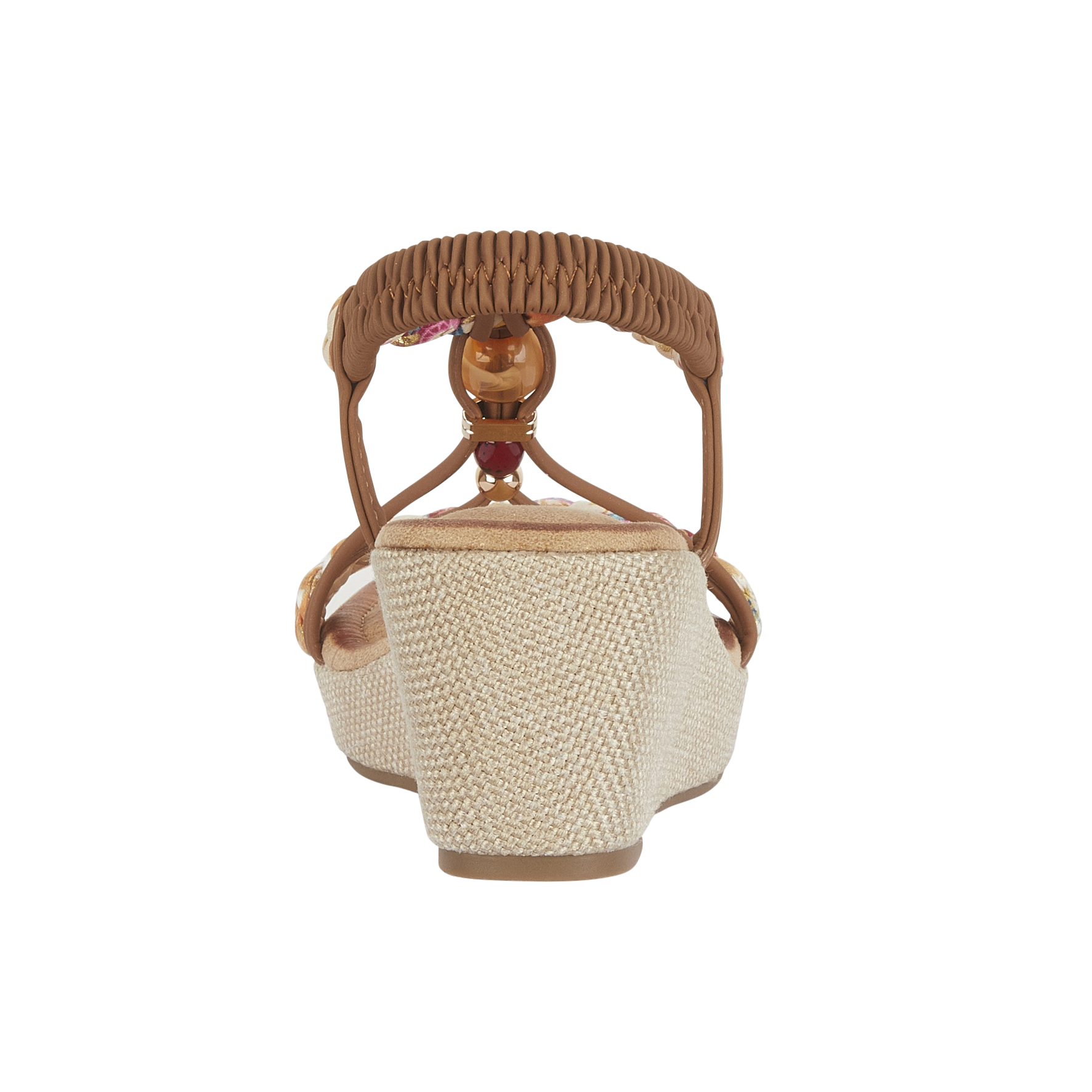Camel woven sandal with a textured strap 