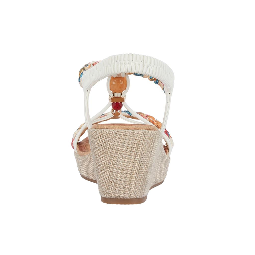 White woven wedge with elasticated strap Faro 