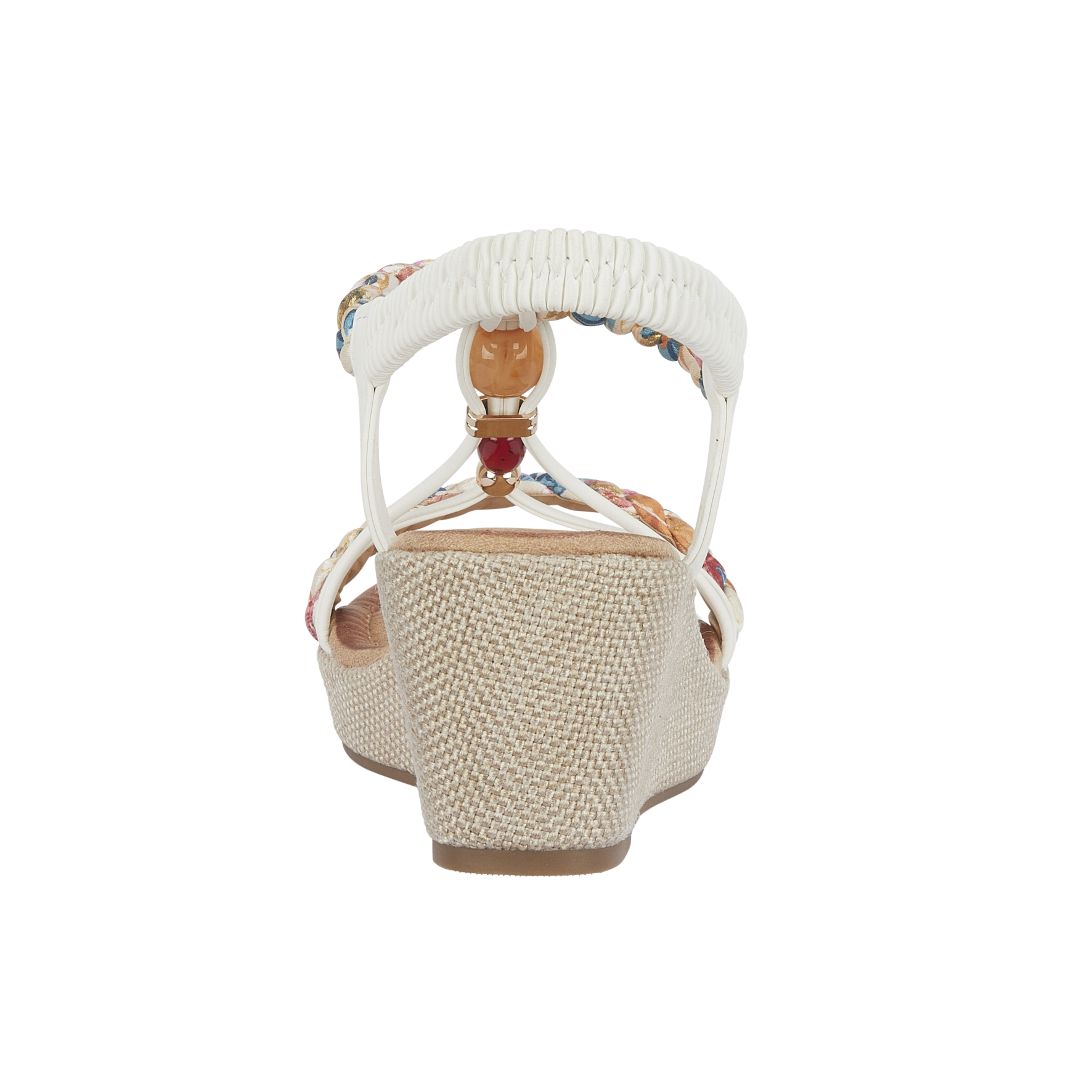 White woven wedge with elasticated strap Faro 
