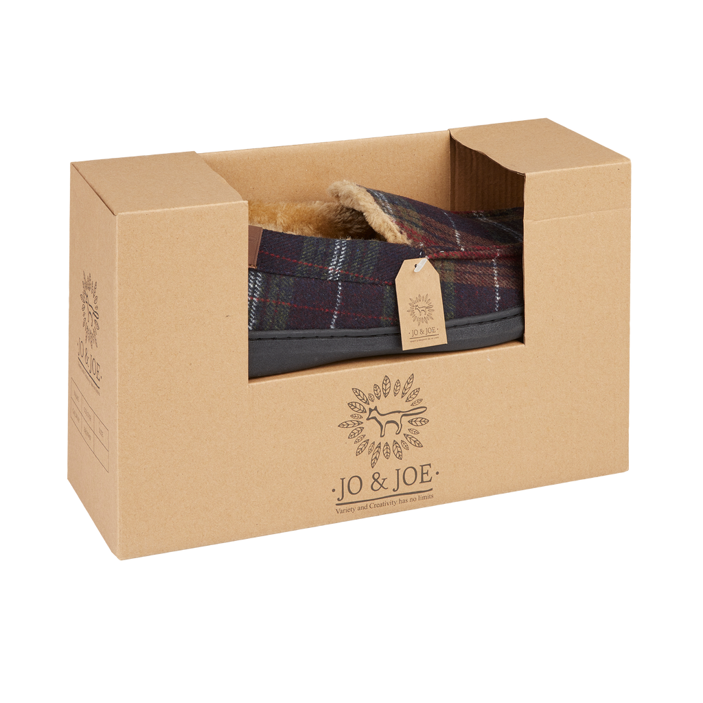 Galway Brown Checked Moccasin Slippers