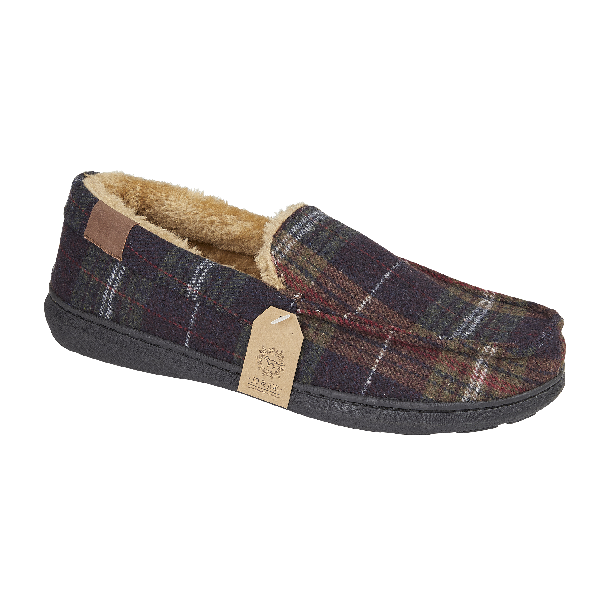 Galway Brown Checked Moccasin Slippers
