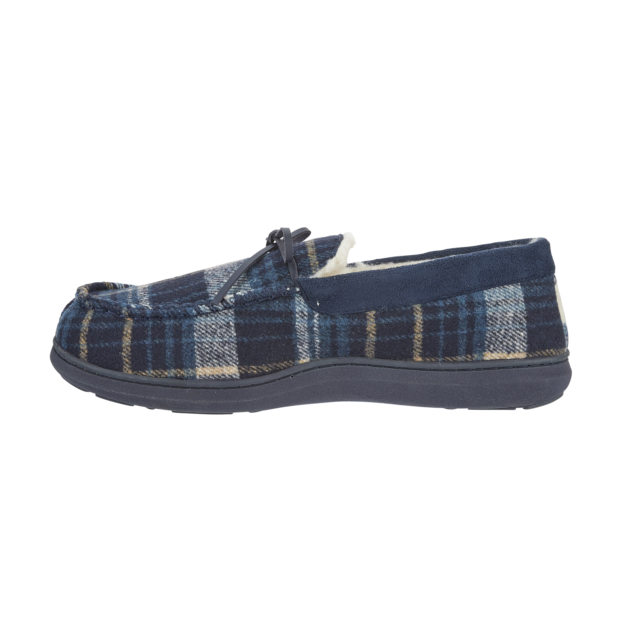 Glamorgan Blue Tartan Moccasin Slippers