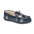 Glamorgan Blue Tartan Moccasin Slippers
