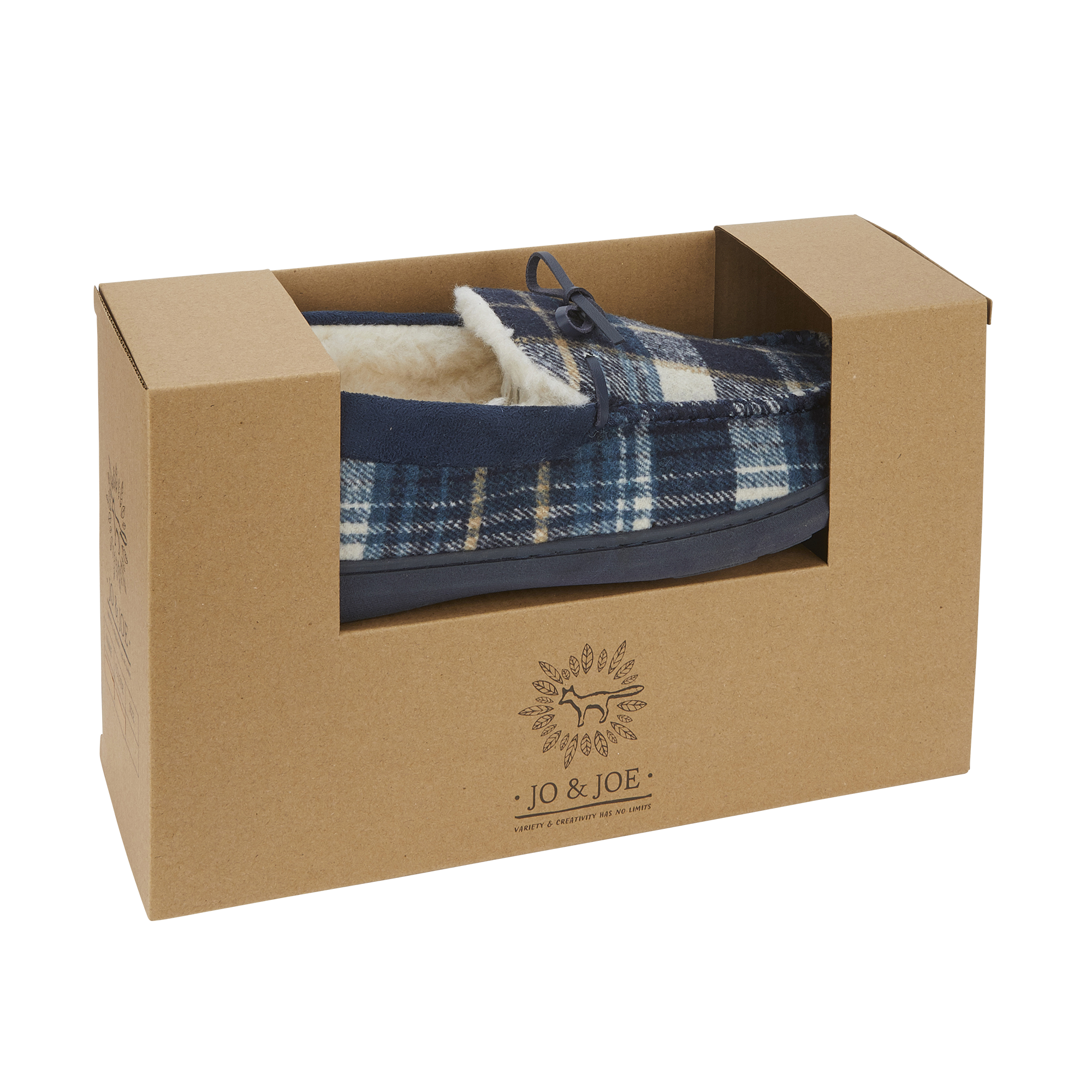 Glamorgan Blue Tartan Moccasin Slippers