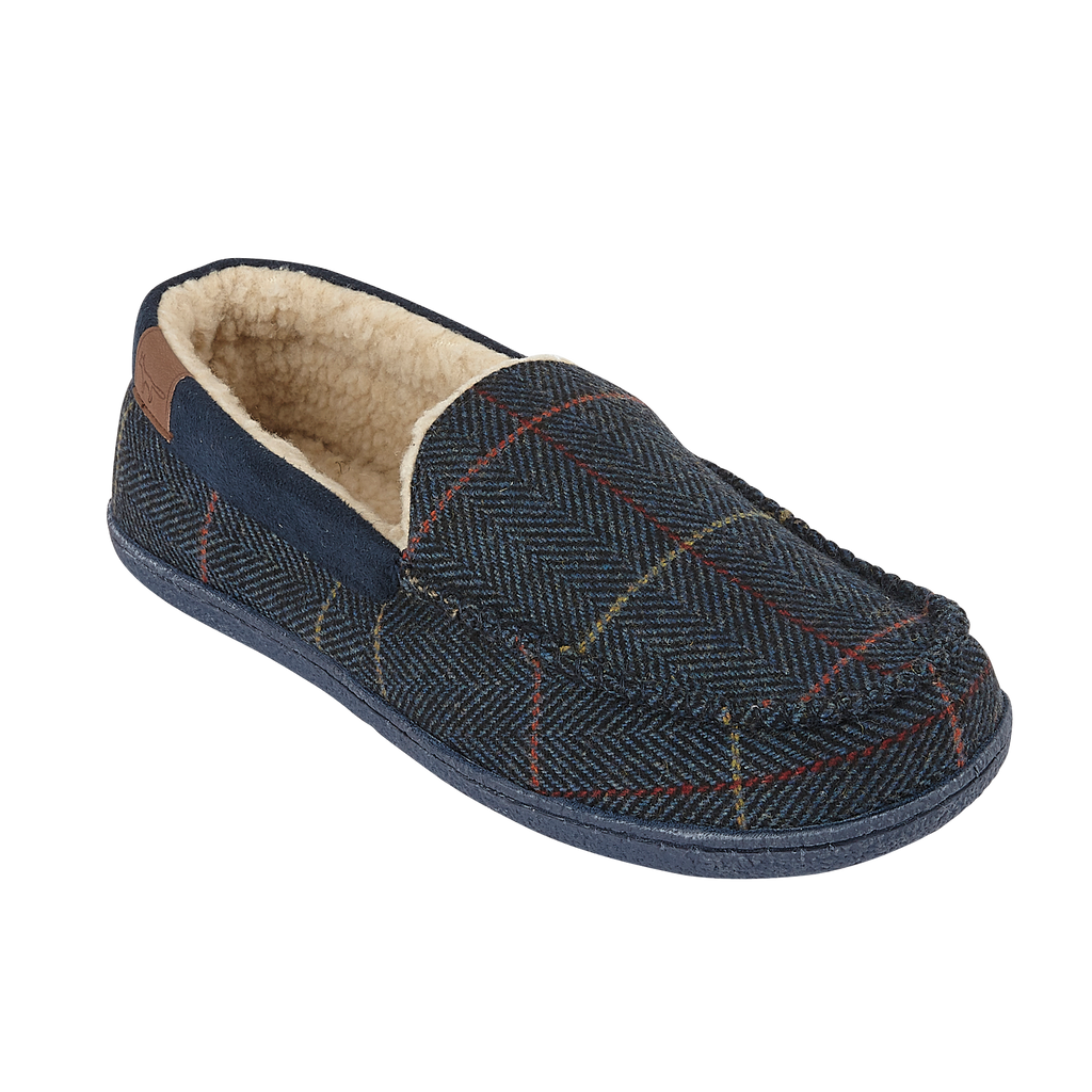 Glengarry Brown Tweed Moccasin Slippers