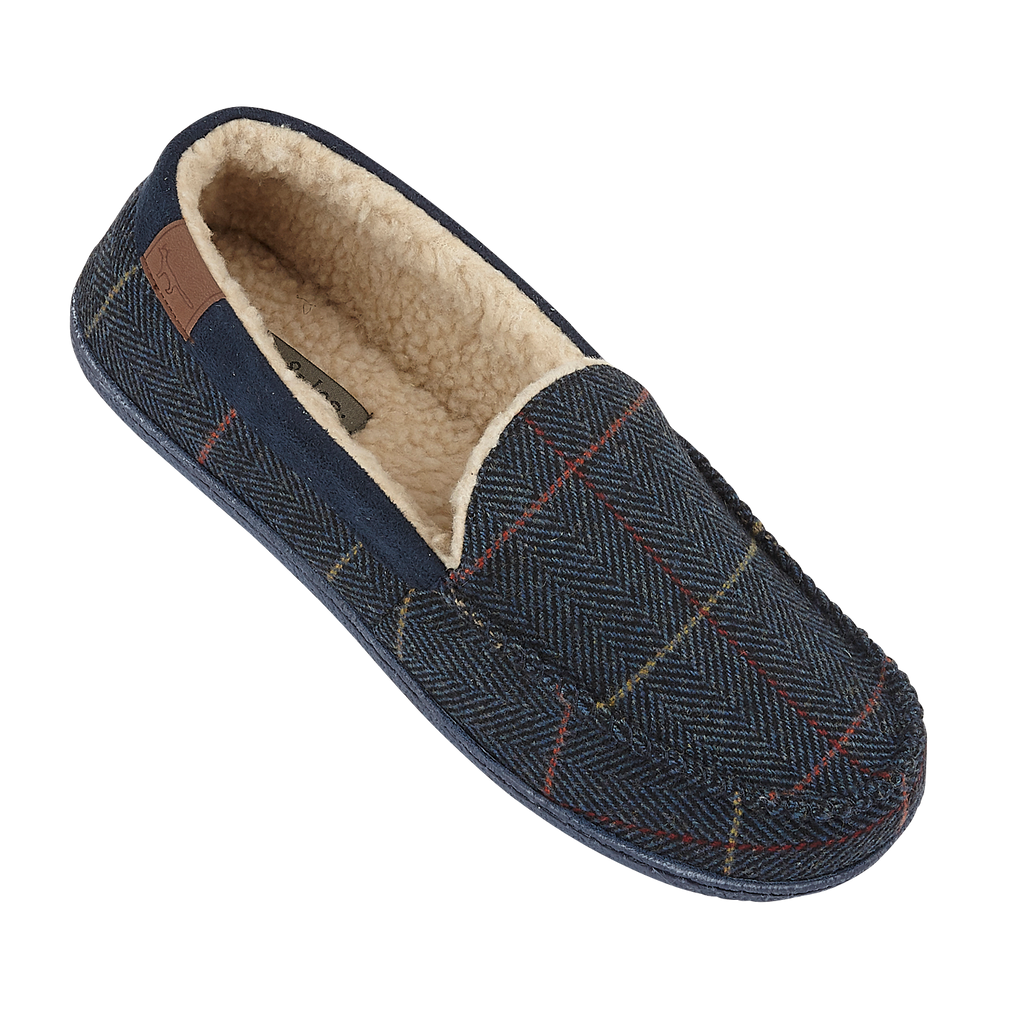 Glengarry Brown Tweed Moccasin Slippers