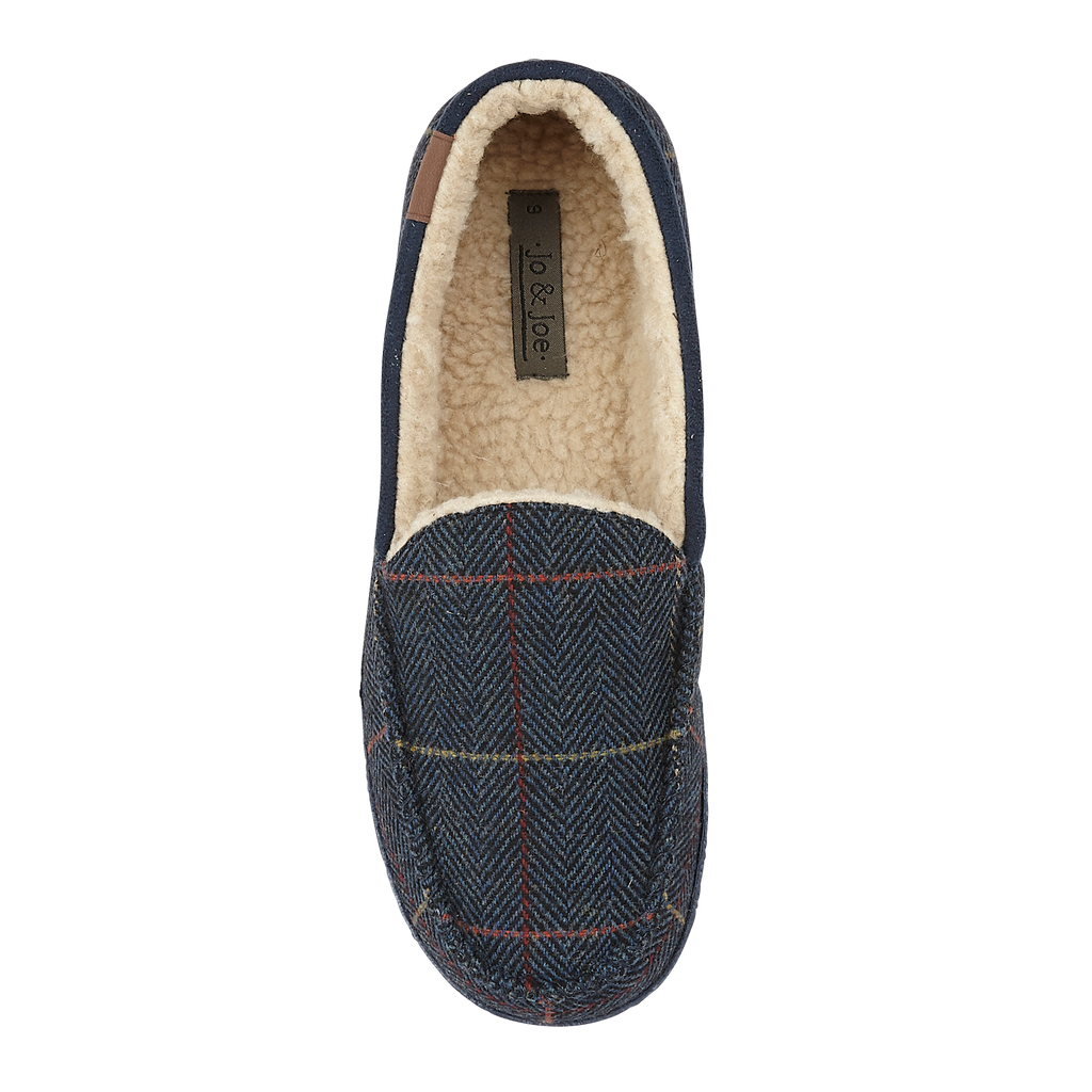 Glengarry Brown Tweed Moccasin Slippers