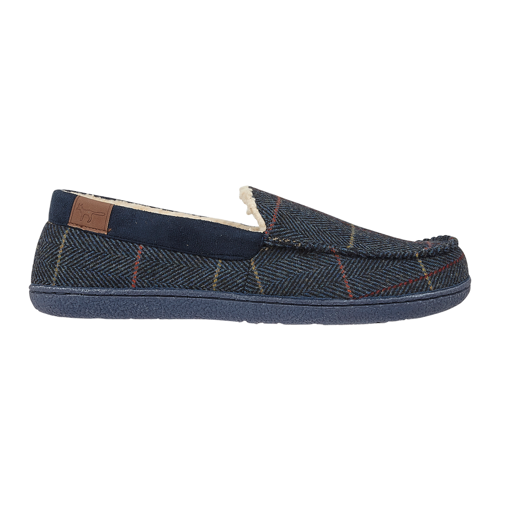 Glengarry Brown Tweed Moccasin Slippers