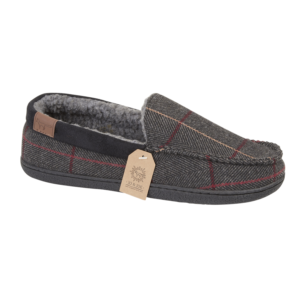 Glengarry Brown Tweed Moccasin Slippers