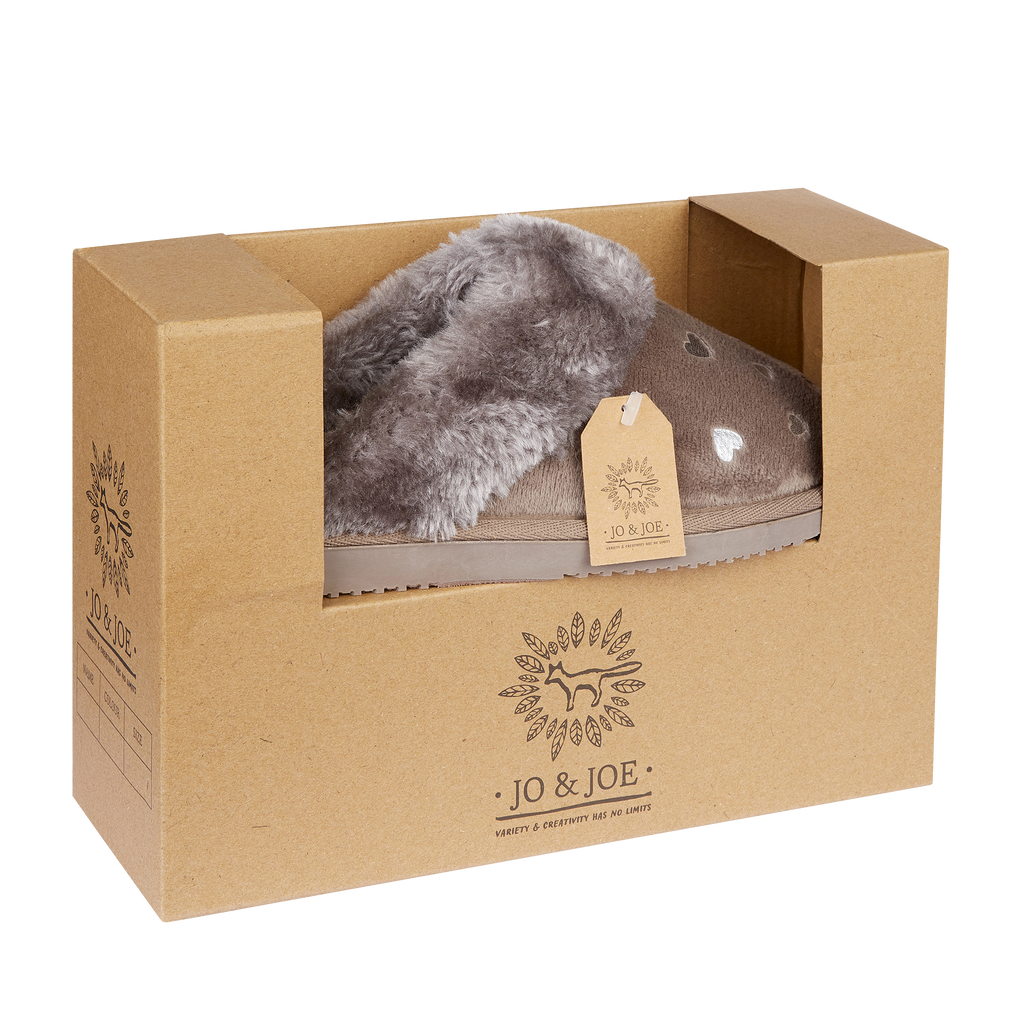 Gretel Mink Heart Mule Slippers