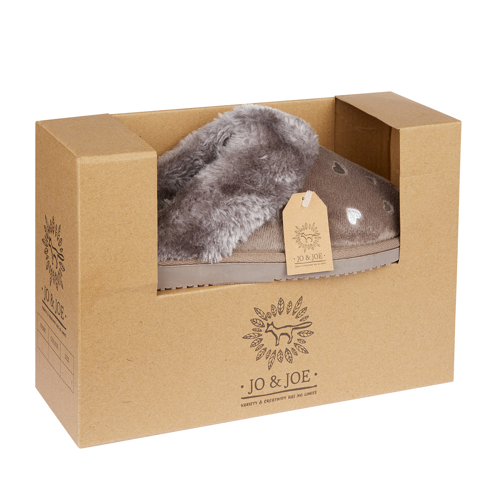 Gretel Mink Heart Mule Slippers