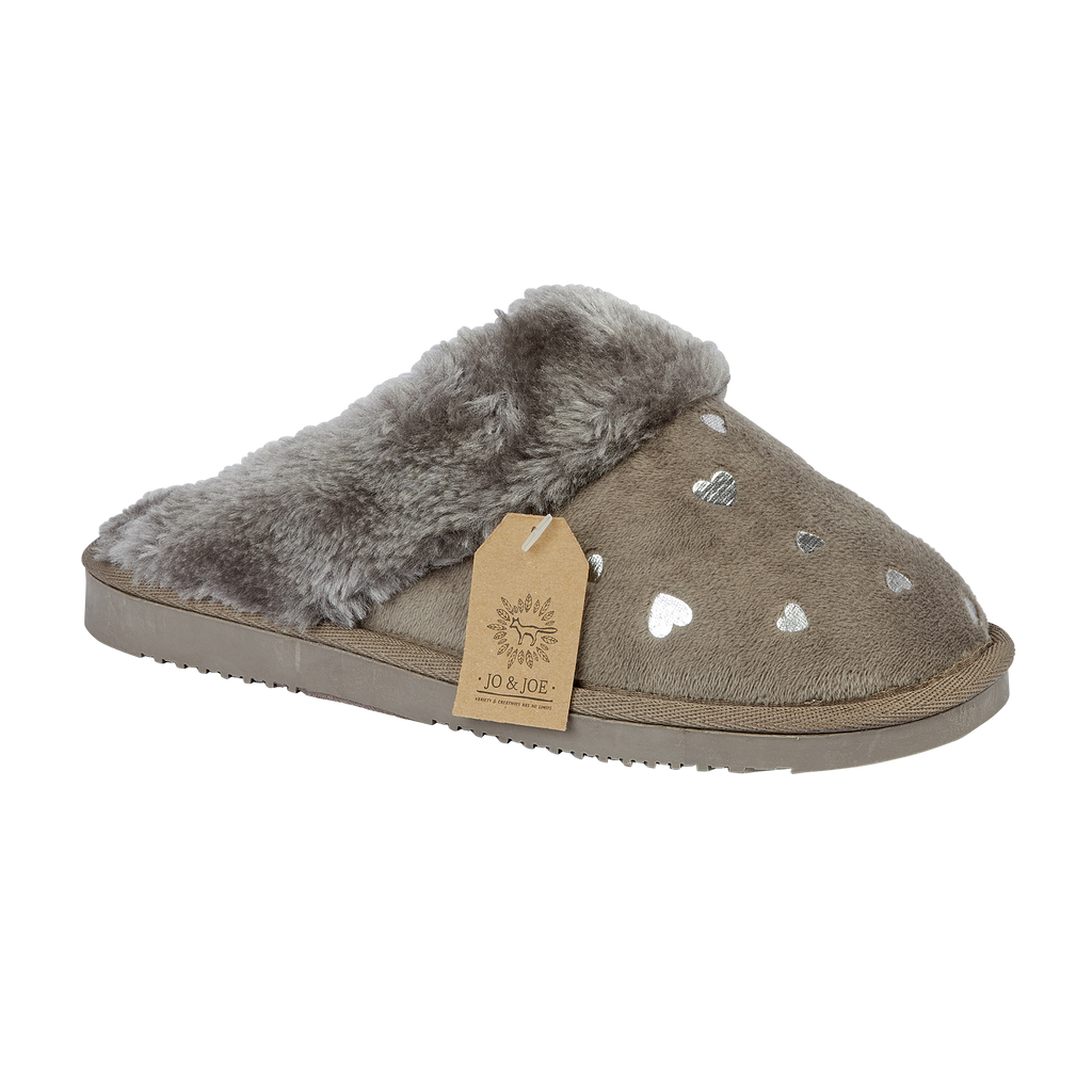 Gretel Mink Heart Mule Slippers