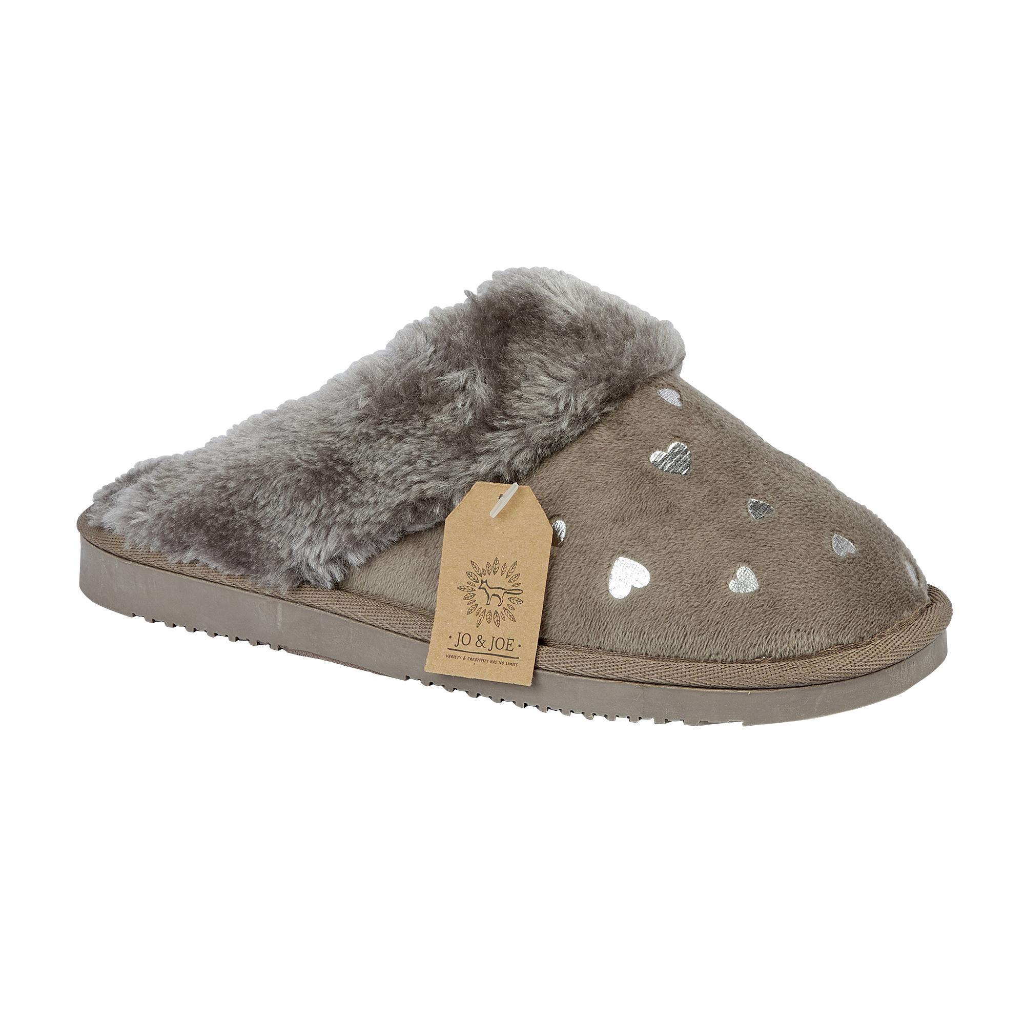 Gretel Mink Heart Mule Slippers