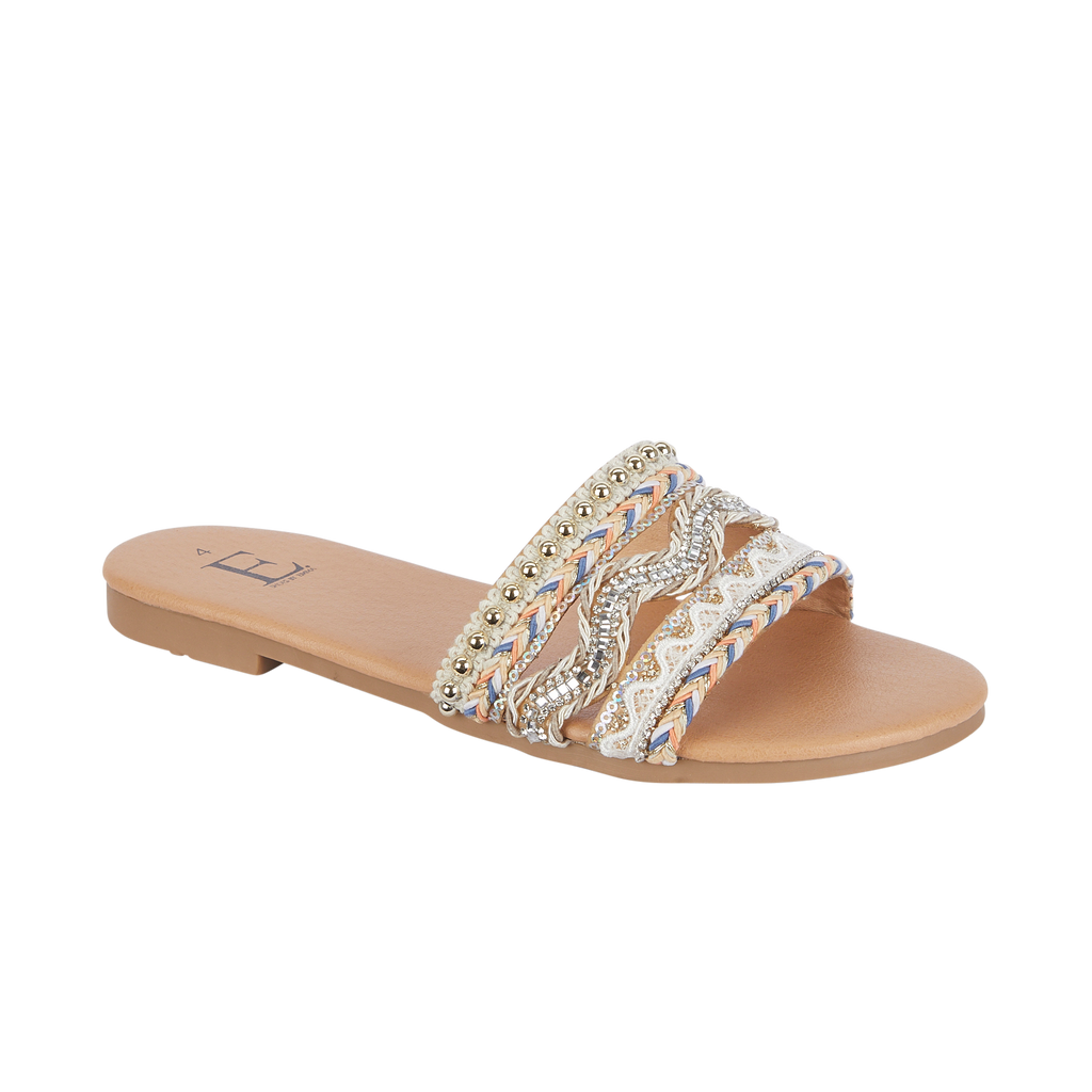 Beige sandal with decorative straps Gypsy Shoes By Emma