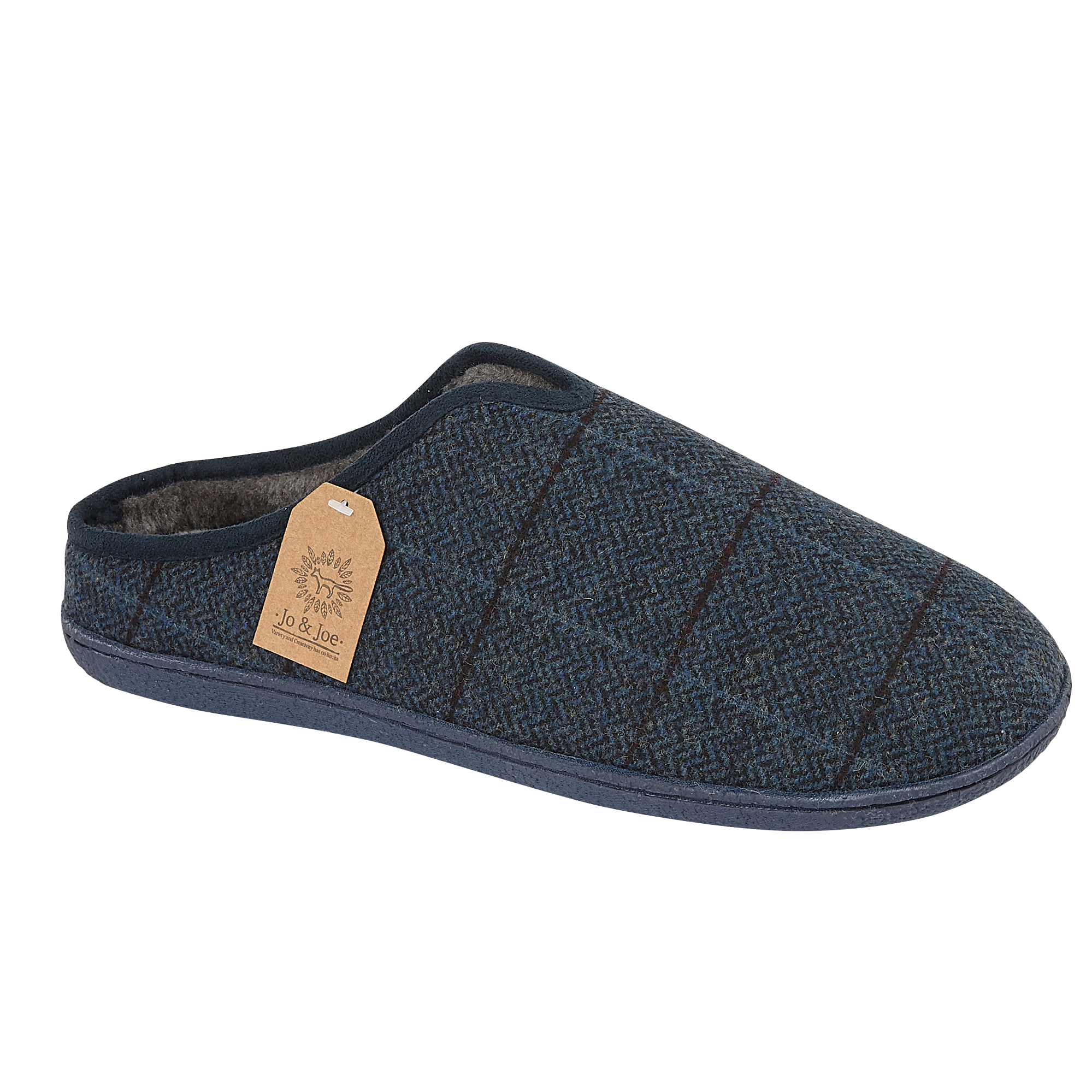 Hamish Dark Brown Tweed Mule Slippers