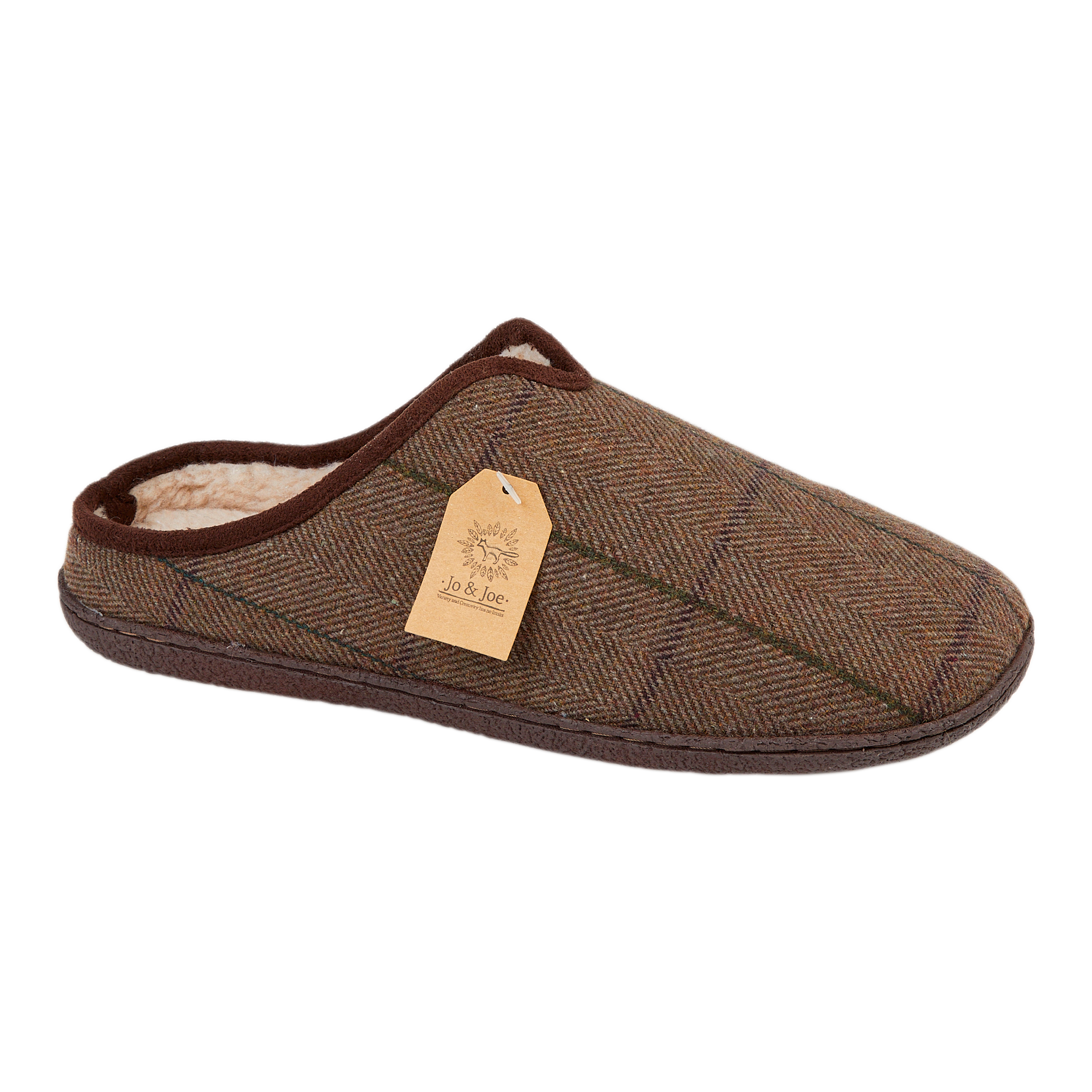 Hamish Dark Brown Tweed Mule Slippers