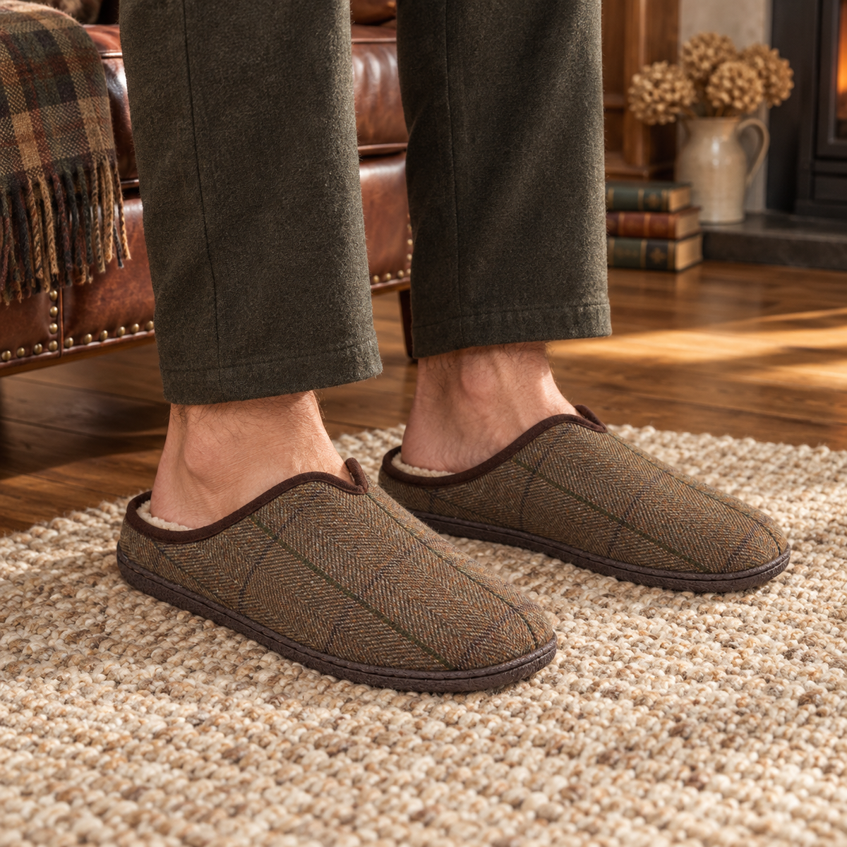 Hamish Tweed Mule Slippers