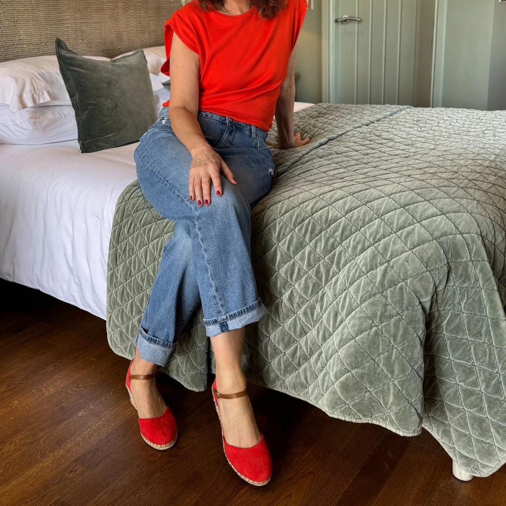 Taffeta Espadrille Wedge Sandals