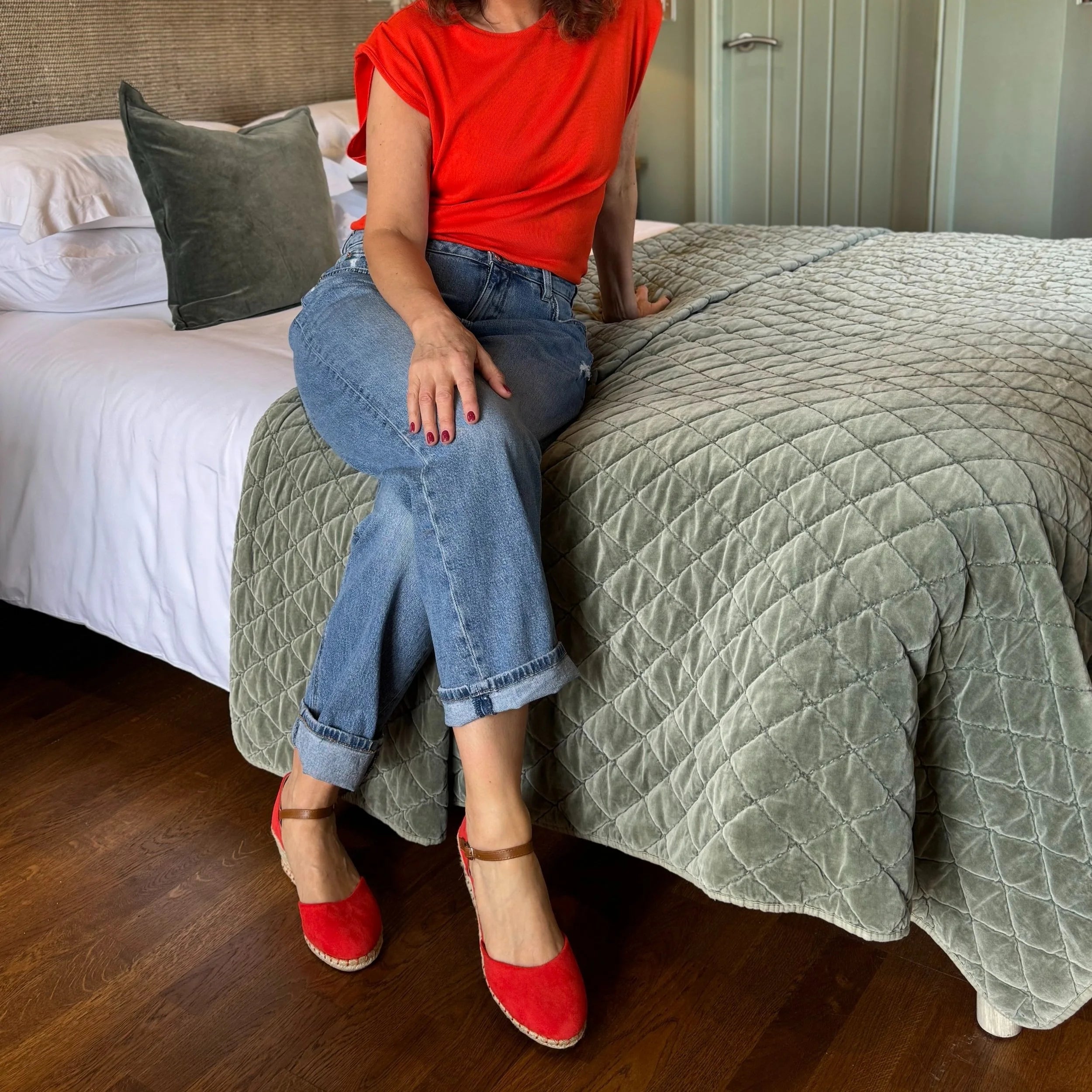 Taffeta Espadrille Wedge Sandals