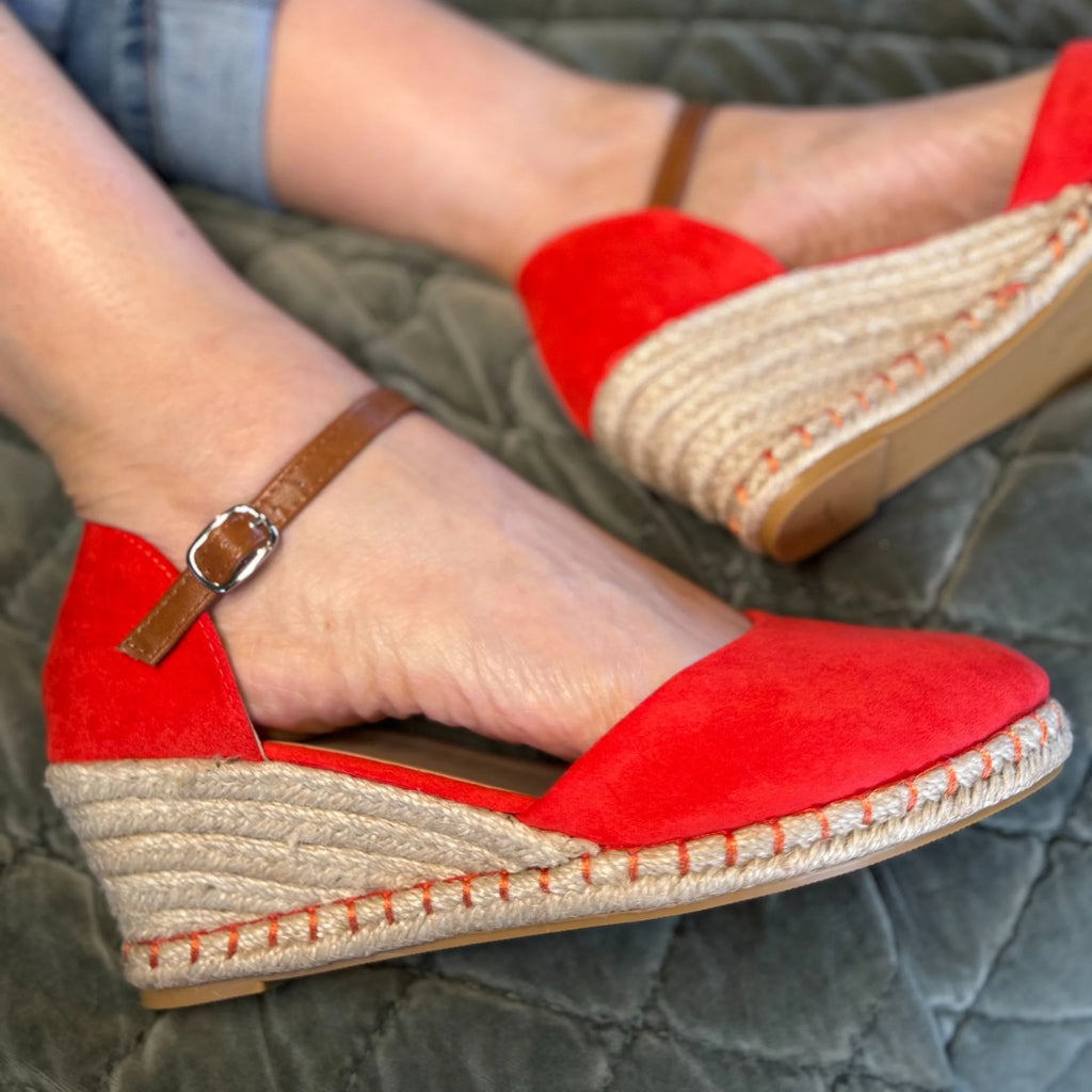 Taffeta Espadrille Wedge Sandals