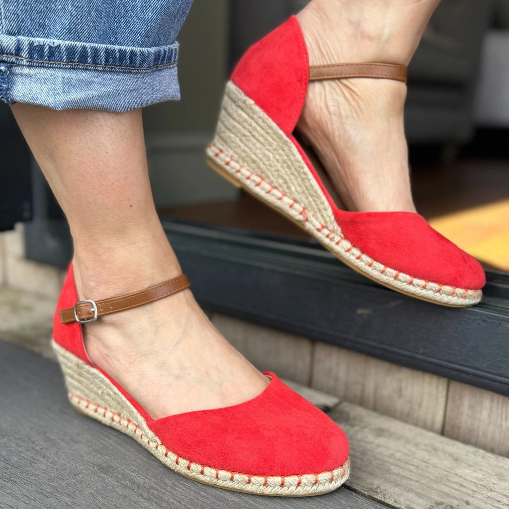 Taffeta Espadrille Wedge Sandals