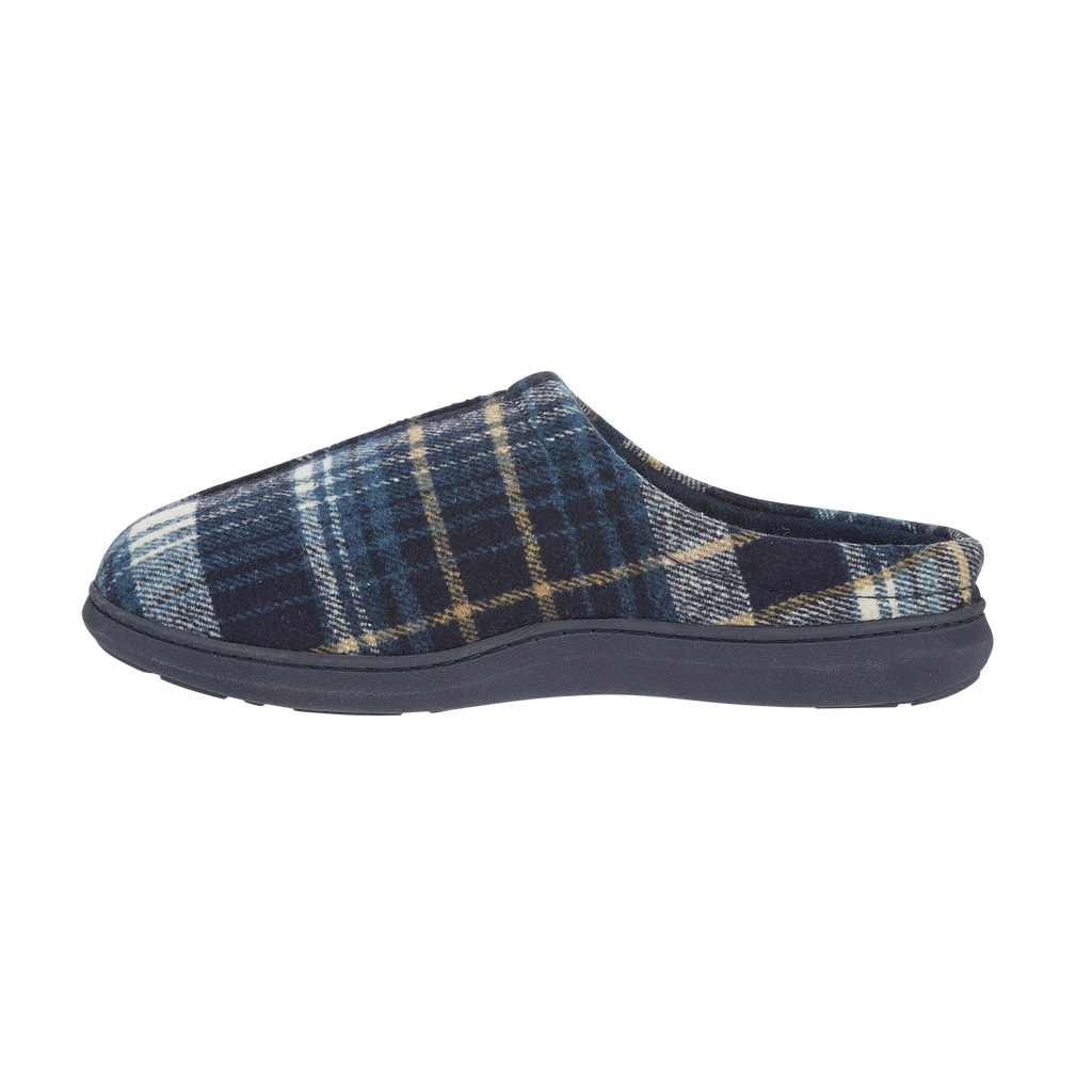 Inverness Navy Checked Mule Slippers