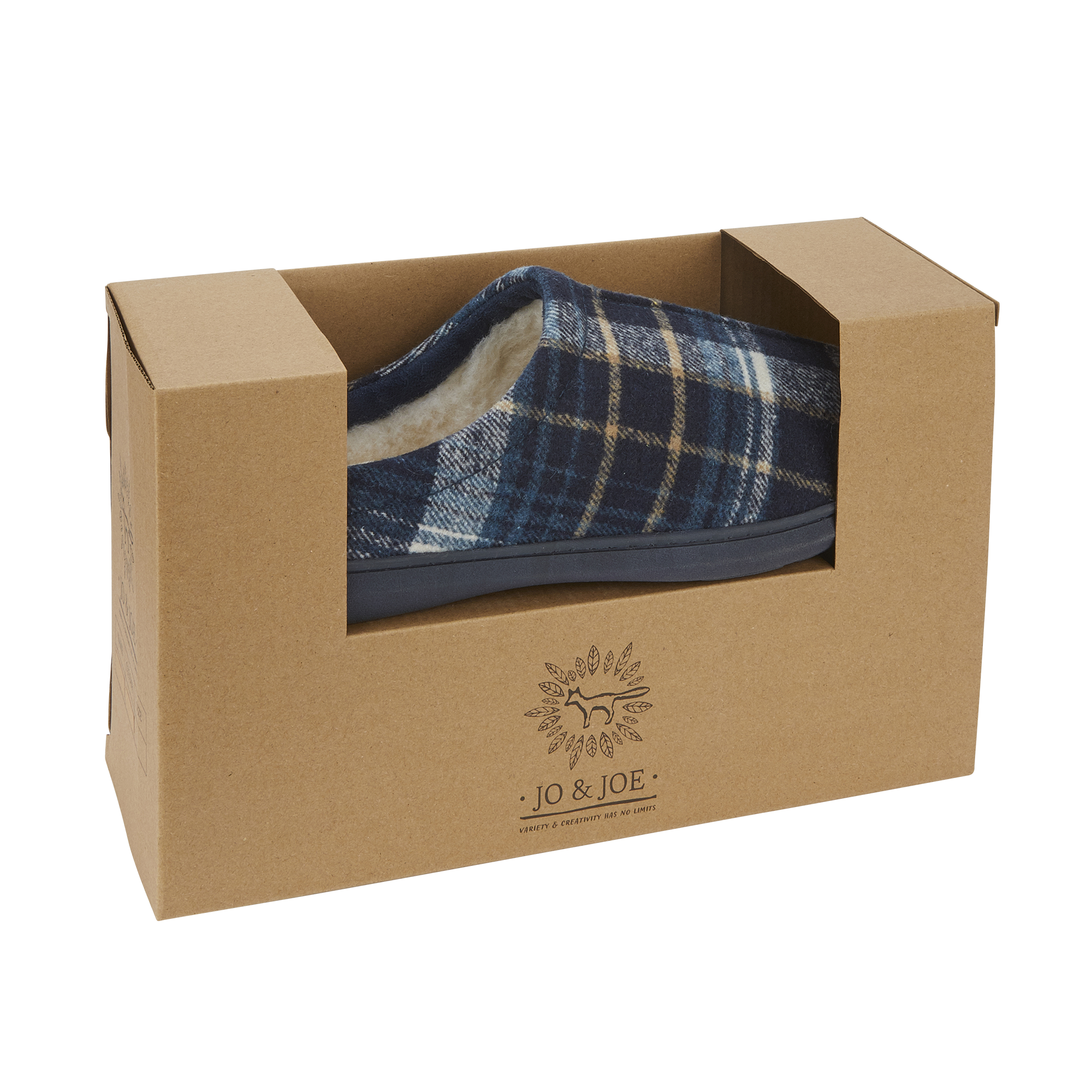 Inverness Navy Checked Mule Slippers