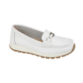 White leather loafer with metal trim on chunky sole JO & JOE