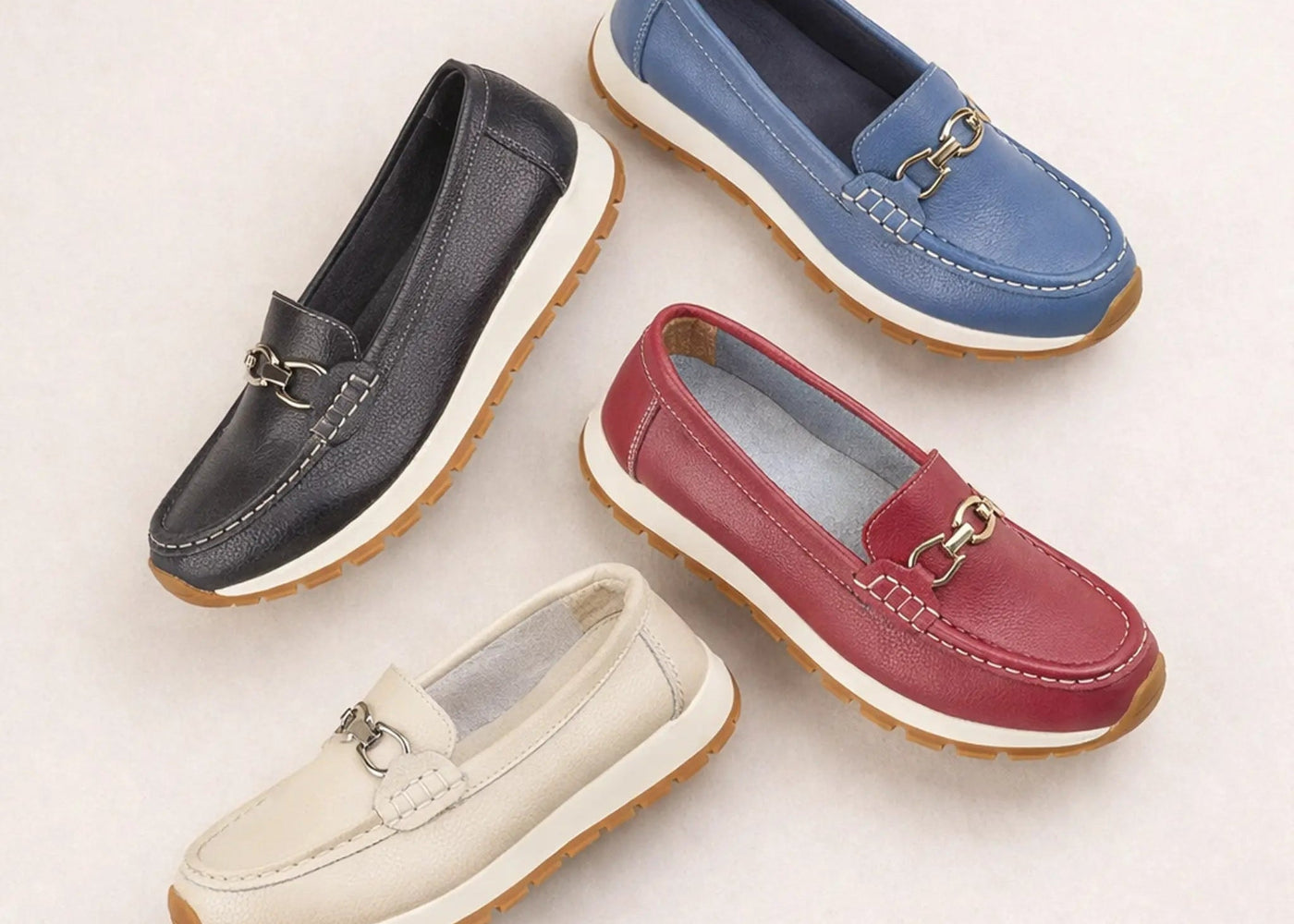 Ladies loafer trim leather shoes