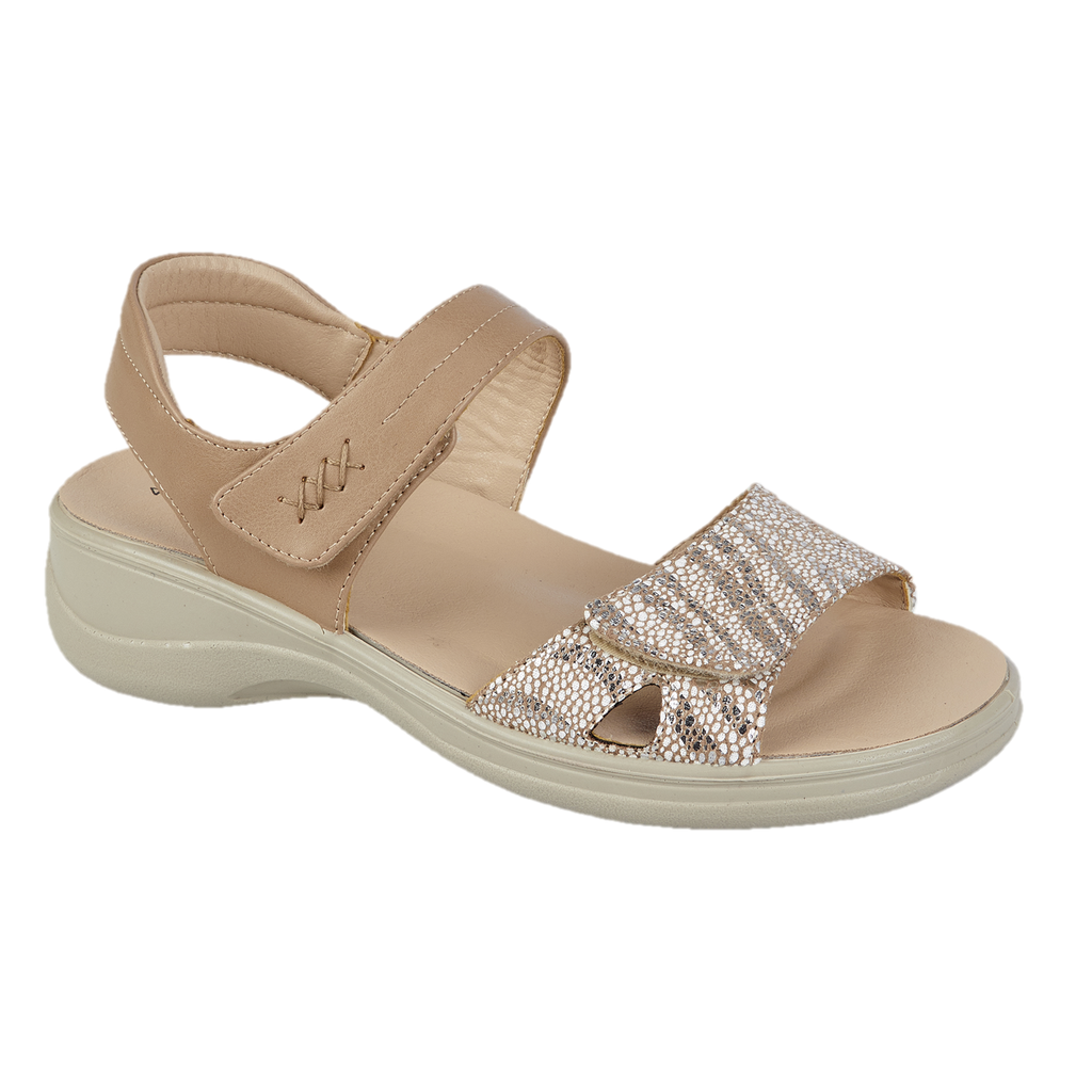 Iris Ladies Beige Low Profile Wide Fitting Sandals