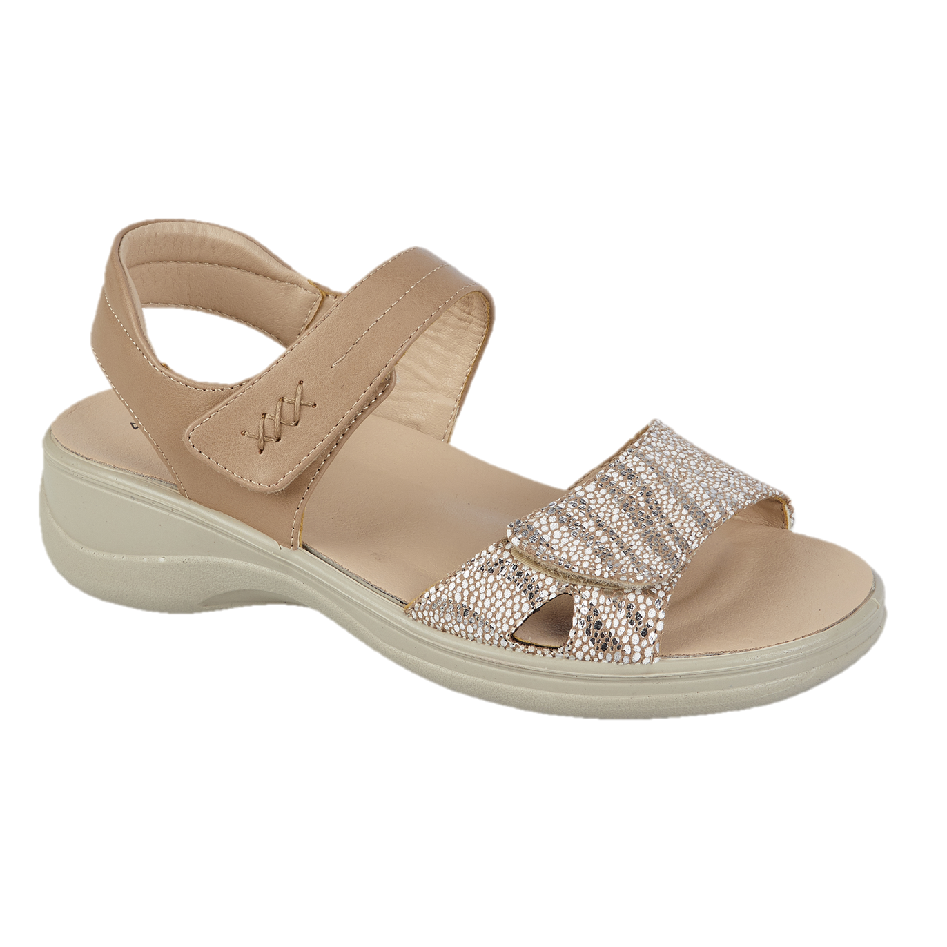Iris Ladies Beige Low Profile Wide Fitting Sandals