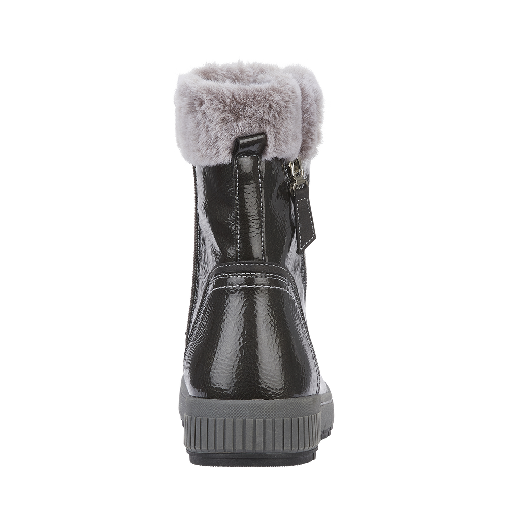 Jade Pewter Patent Ankle Boots