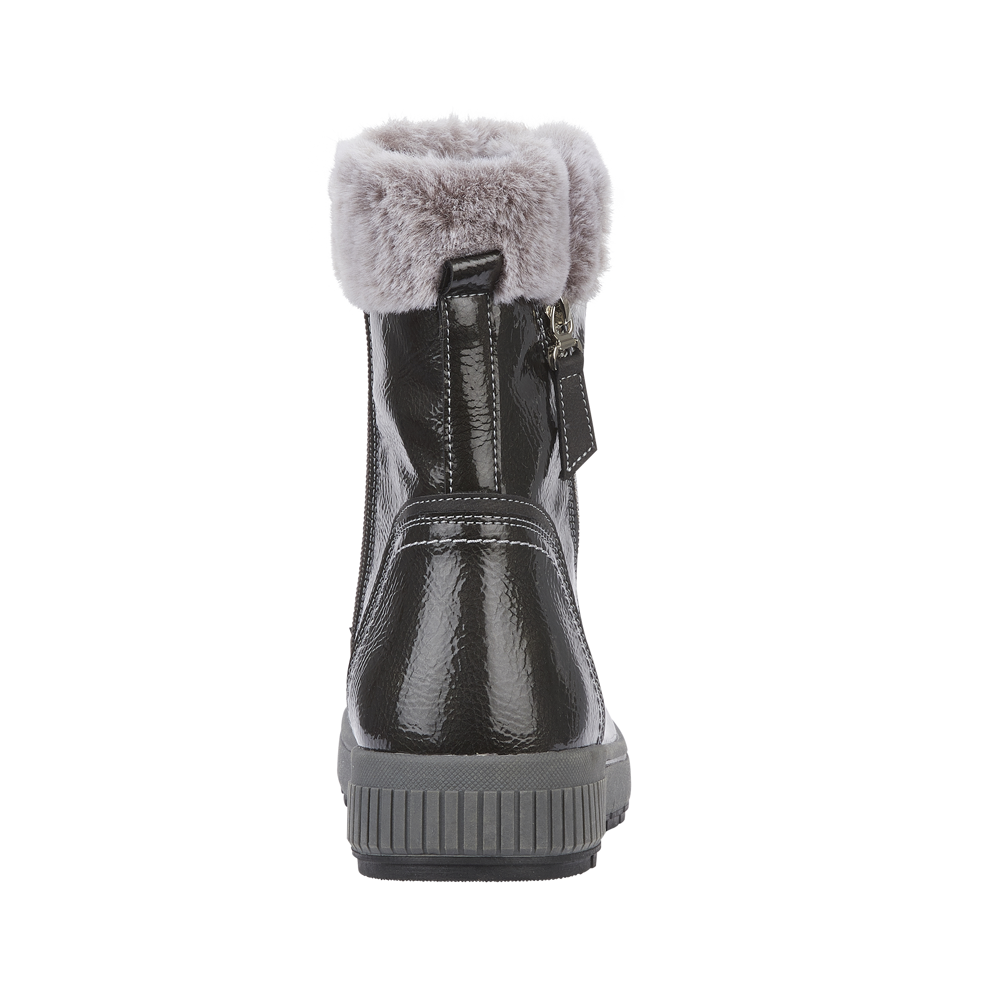 Jade Pewter Patent Ankle Boots