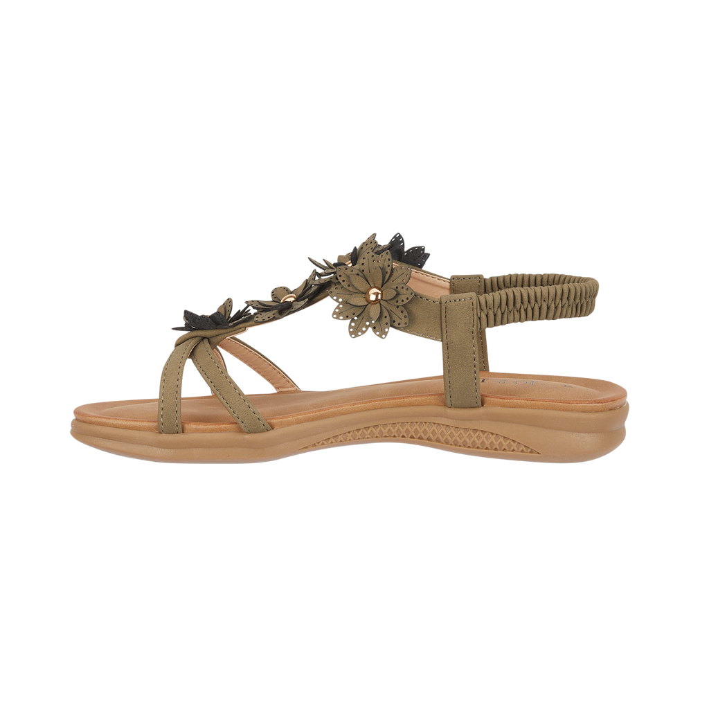 Khaki green sandal with floral design Jaipur JO & JOE