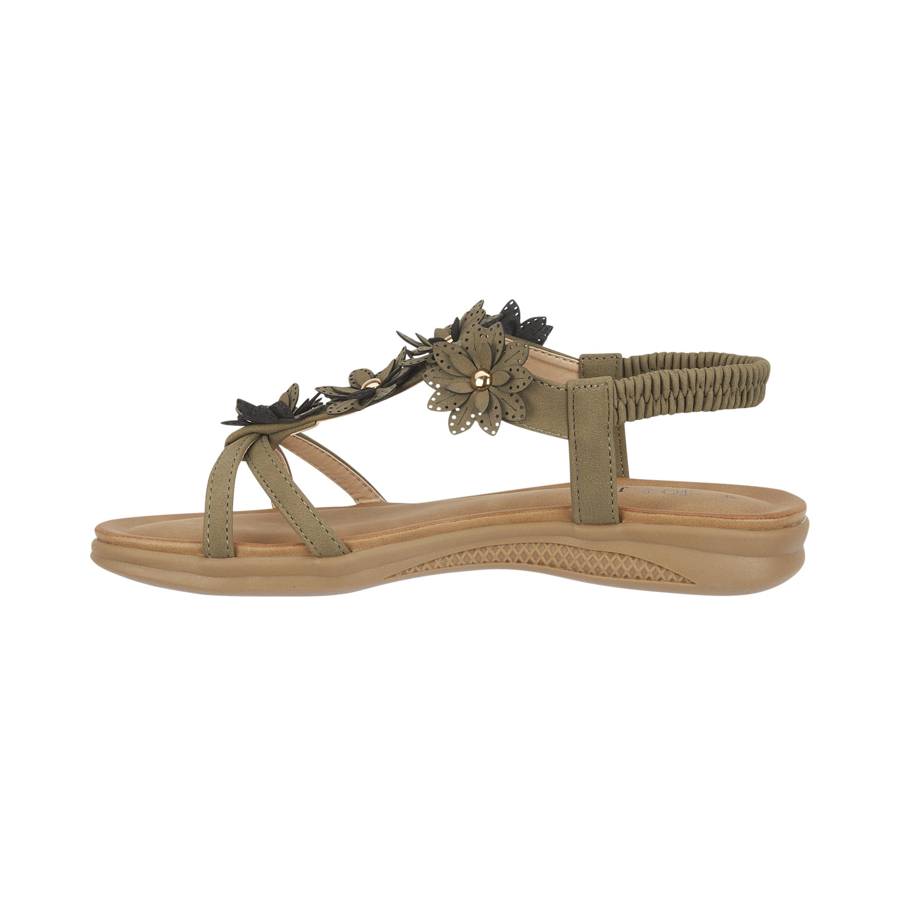Khaki green sandal with floral design Jaipur JO & JOE