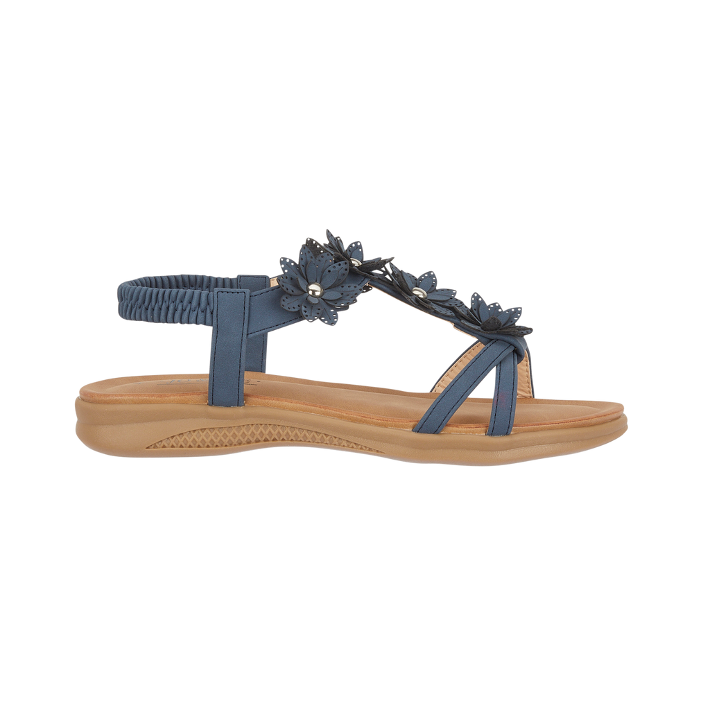 Navy blue elasticated floral sandal Jaipur JO & JOE